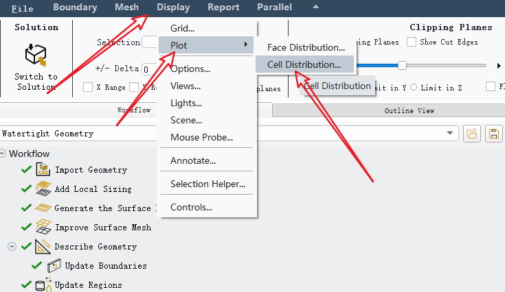 Fluent meshing中如何查看网格质量分布